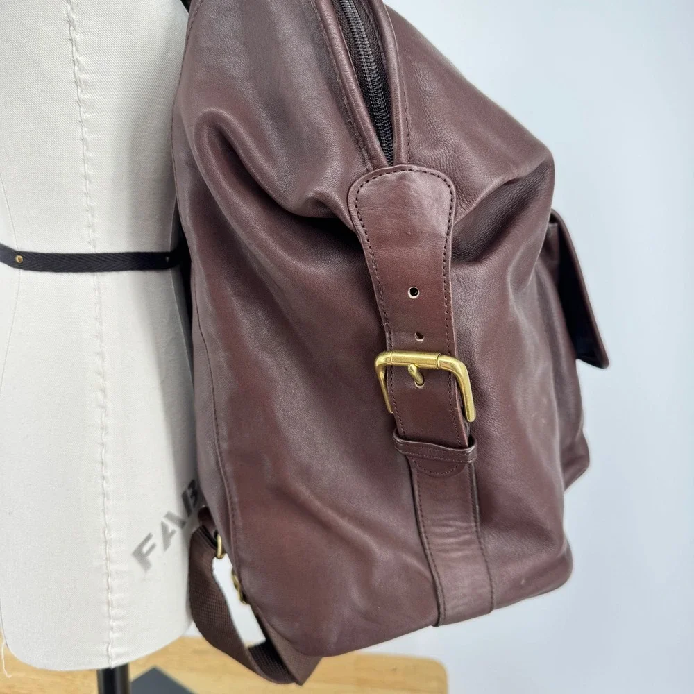 RARE Vintage Coach Old Mahogany Brown Leather XL Backpack Brass Hardware Japan
